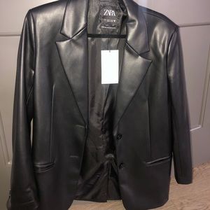 Zara faux leather blazer tags still on!!